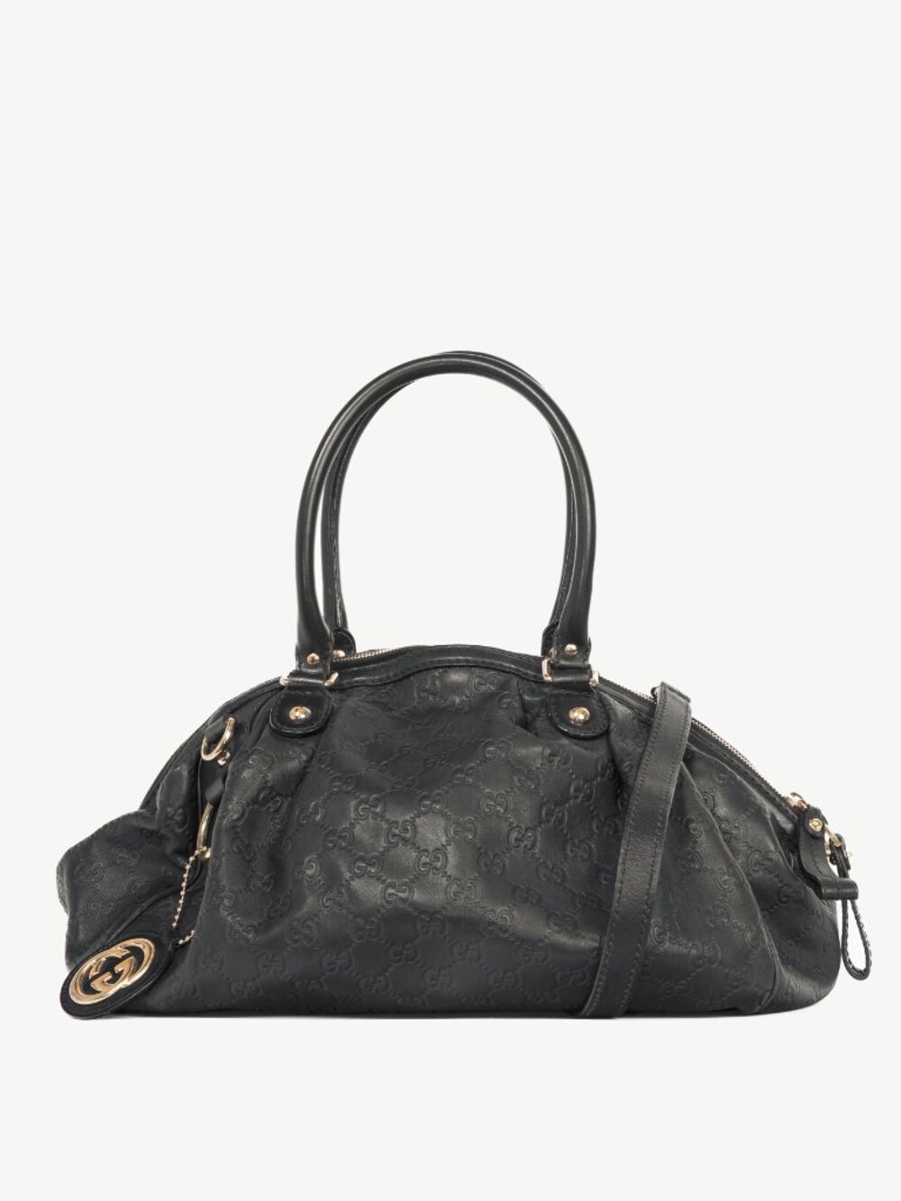 Gucci Sukey Black Guccissima Leather Boston Bag